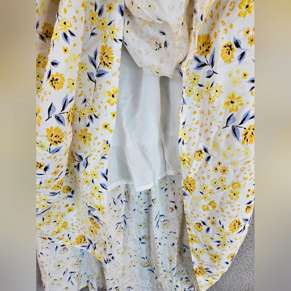 Eloquii Skirt Womens Sz 22 Yellow Floral Elastic Waist Hankerchief Hem - Picture 10 of 12